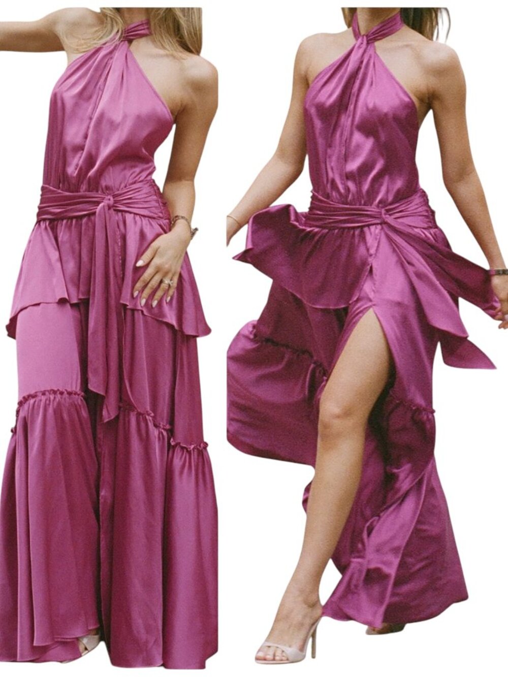 Few Moda x Greta Louise Tome Sintra Halter Maxi Dress Magenta NWT